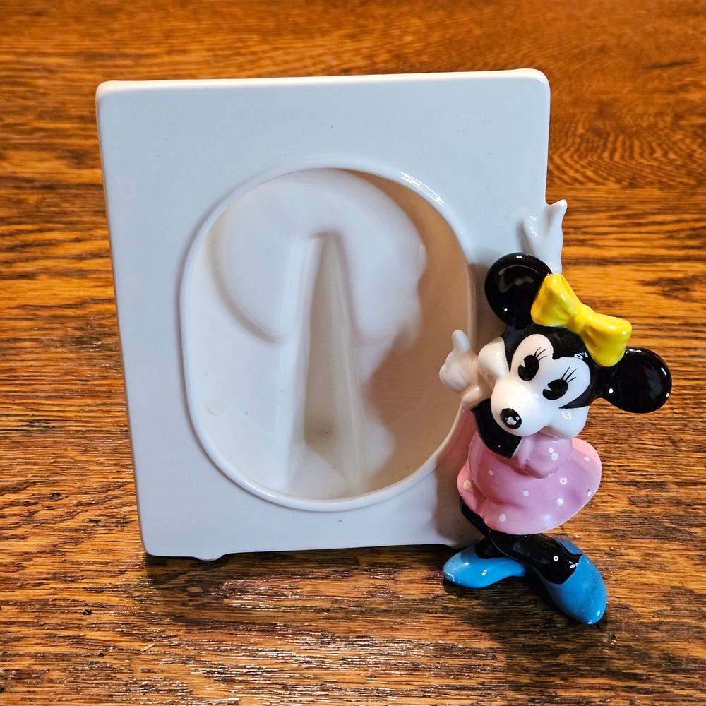 Vintage Disney Minnie Mouse Ceramic Picture Frame‎ 3D Figure Japan Pink White